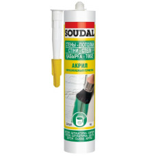 Герметик акриловий SOUDAL чорний 280 мл — для внутрішніх швів і тріщин