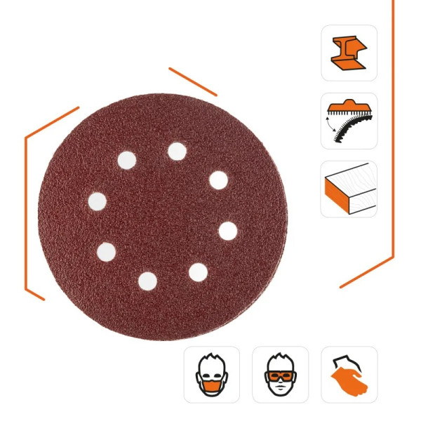 Круг шліфувальний самозачепний з отворами Polax Ø125 мм К36 54-212