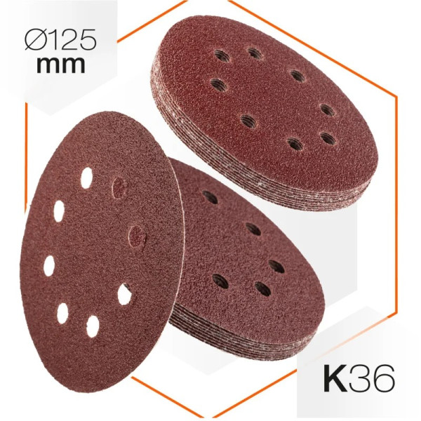 Круг шліфувальний самозачепний з отворами Polax Ø125 мм К36 54-212