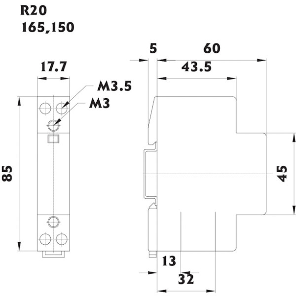 Контактор модульний ETI RA 20-20 20A 230V AC (2NO)