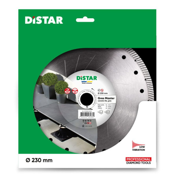 Алмазний диск Distar Gres Master 1A1R 230×1.6/1.2×10×22.23/H