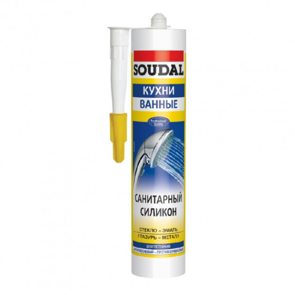 Герметик SOUDAL силикон санитарный белый, 280мл