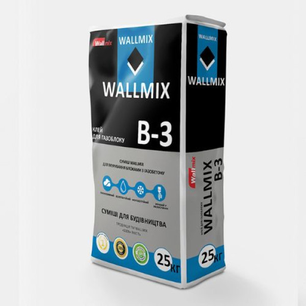 Wallmix B-3 Клей для газоблока, 25 кг ЗИМА