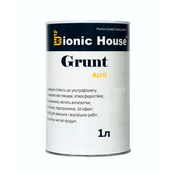 Bionic House (Бионик Хаус) Грунт-лак для дерева (акрилатная грунтовка) 1 л