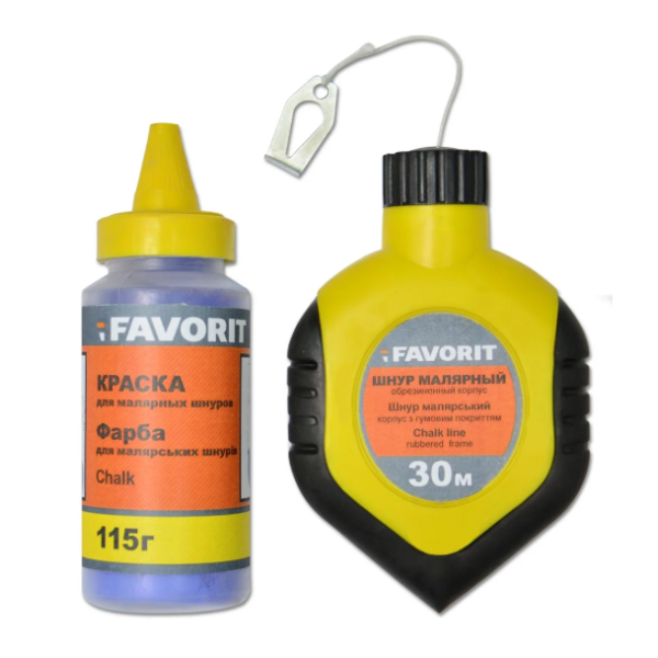 Шнур малярський Favorit (Фаворит) 30 м, гумовий корпус + фарба 115 г