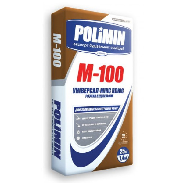 Polimin М-100 суміш для кладки та штукатурних робіт 25 кг