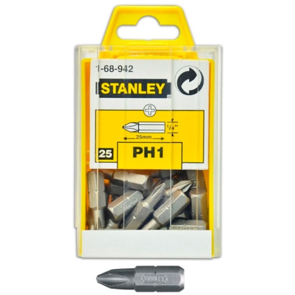 Отверточные биты насадки РН2х25мм Stanley, 25шт.