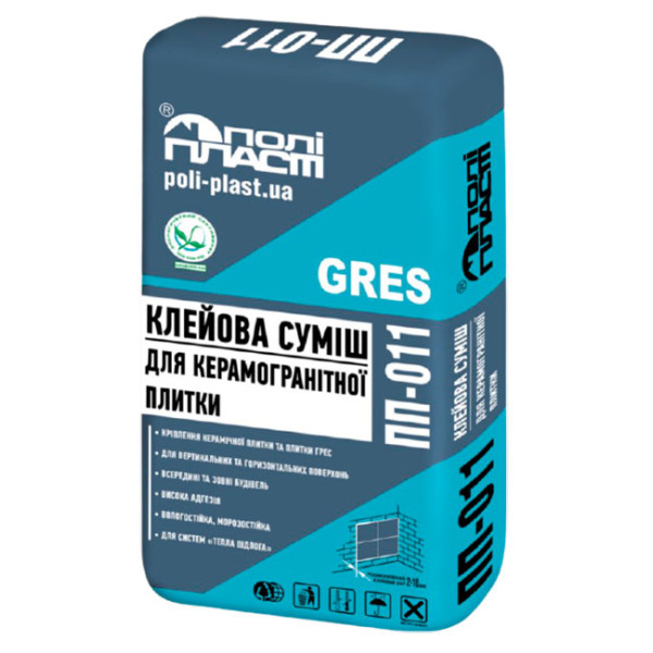 Поліпласт ПП-011 клейова суміш для керамогранітної плитки 25 кг.