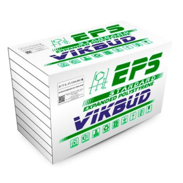 Пінопласт TM VIKBUD EPS 70 (13кг/м3) 20мм (уп. 30шт., 15м2)