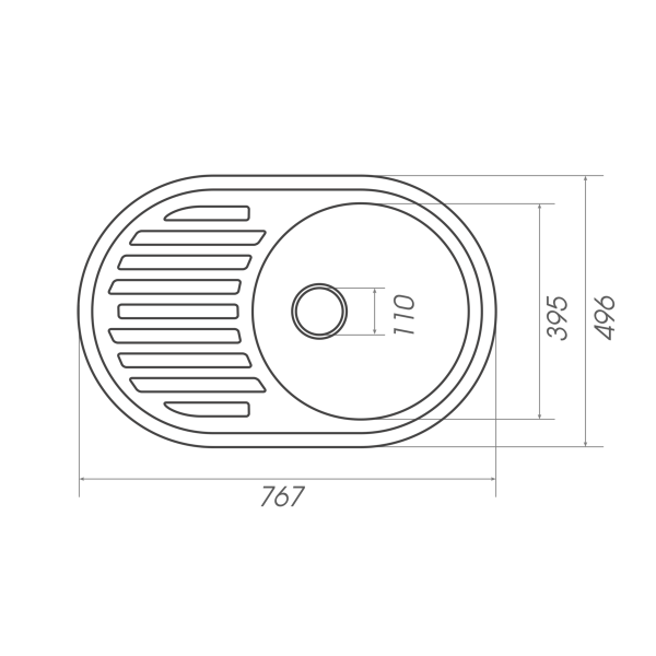 Гранітна мийка для кухні Platinum 7750 LIRA матова Чорний металік