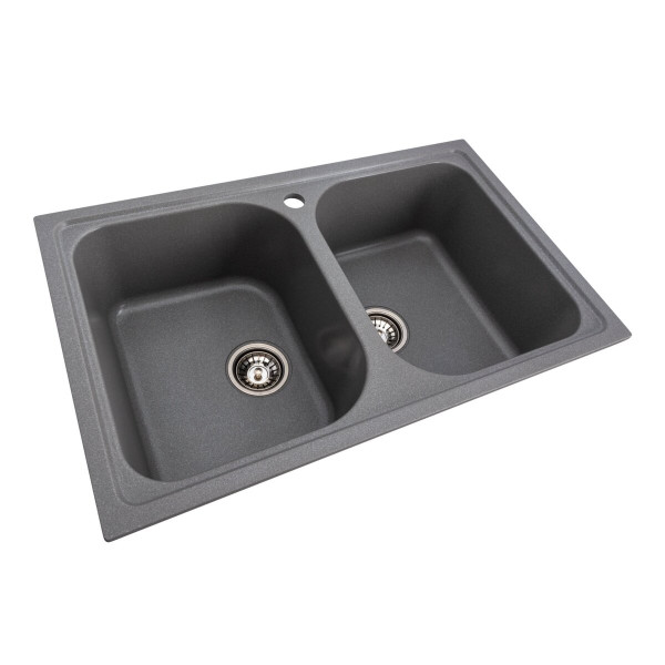 Гранітна мийка для кухні Platinum 7950 Equatoria матовий Сірий мусон