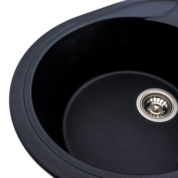 Гранітна мийка для кухні Platinum 5847 ONYX матова (чорний металік)