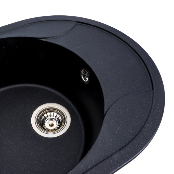 Гранітна мийка для кухні Platinum 5847 ONYX матова (чорний металік)
