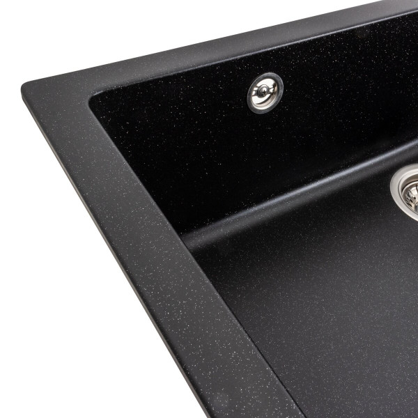 Гранітна мийка для кухні Platinum 7945 Paruana матова Чорний металік