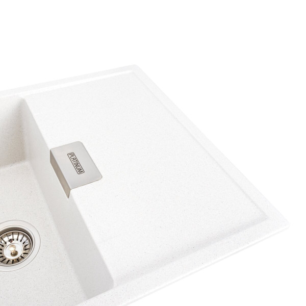 Гранітна мийка для кухні Platinum 8650 DIAMOND матова (біла в крапку)