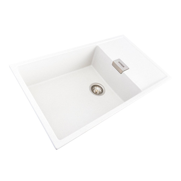 Гранітна мийка для кухні Platinum 8650 DIAMOND матова (біла в крапку)