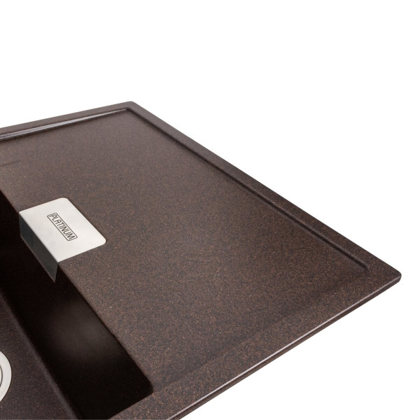 Гранітна мийка для кухні Platinum 8650 DIAMOND матова Шоколад