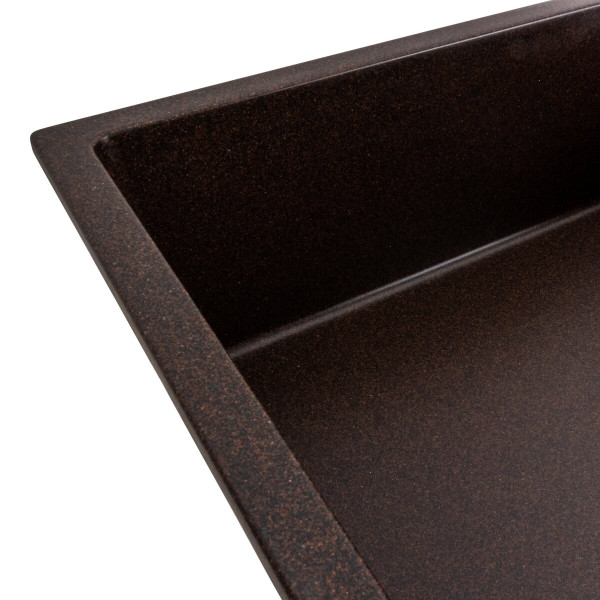 Гранітна мийка для кухні Platinum 8650 DIAMOND матова Шоколад