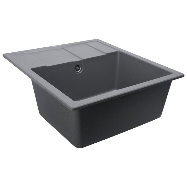 Гранітна мийка для кухні Platinum 5851 ARIA матова Сірий мусон