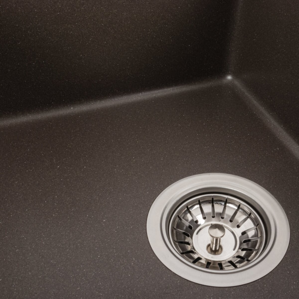 Гранітна мийка для кухні Platinum 5851 ARIA матова Темна скеля