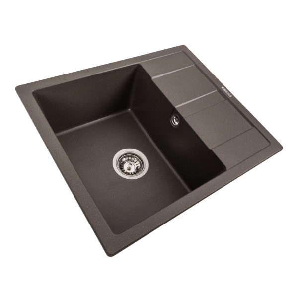 Гранітна мийка для кухні Platinum 5851 ARIA матова Темна скеля
