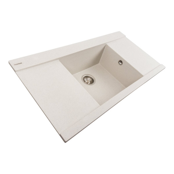 Гранітна мийка для кухні Platinum 9651 ATLAS матова Біла в крапку