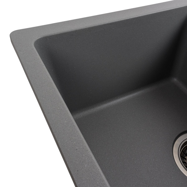 Гранітна мийка для кухні Platinum 6250 ZIRKONE матовий Сірий металік