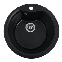 Гранітна мийка для кухні VALESO TURAS 480 матова Чорний металік