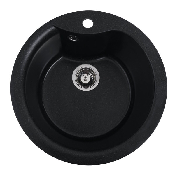 Гранітна мийка для кухні VALESO TURAS 480 матова Чорний металік