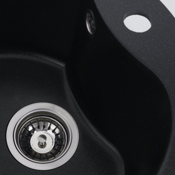 Гранітна мийка для кухні VALESO TURAS 480 матова Чорний металік