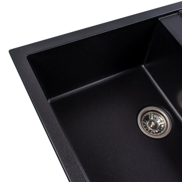 Гранітна мийка для кухні VALESO SELENA 7950 матова Чорний металік