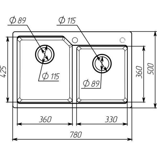 Гранітна мийка для кухні VALESO HARMONY 7850 матова Темна скеля