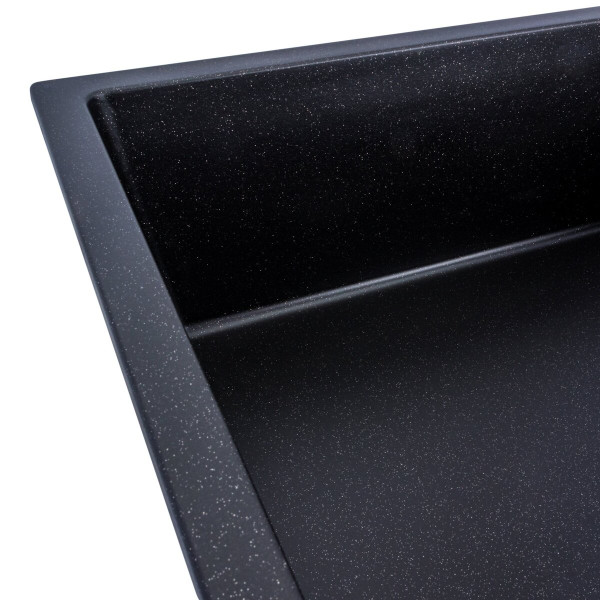 Гранітна мийка для кухні VALESO 8650 DIAMOND матова (чорний металік)