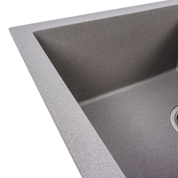 Гранітна мийка для кухні VALESO SOLID 7843 матова Сірий металік