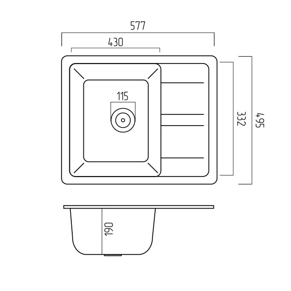 Гранітна мийка для кухні VALESO ARIA 5851 матова Графіт