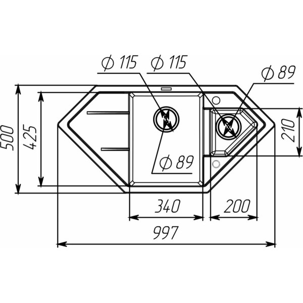 Гранітна мийка для кухні VALESO PANDORA 9950 матова Сафарі