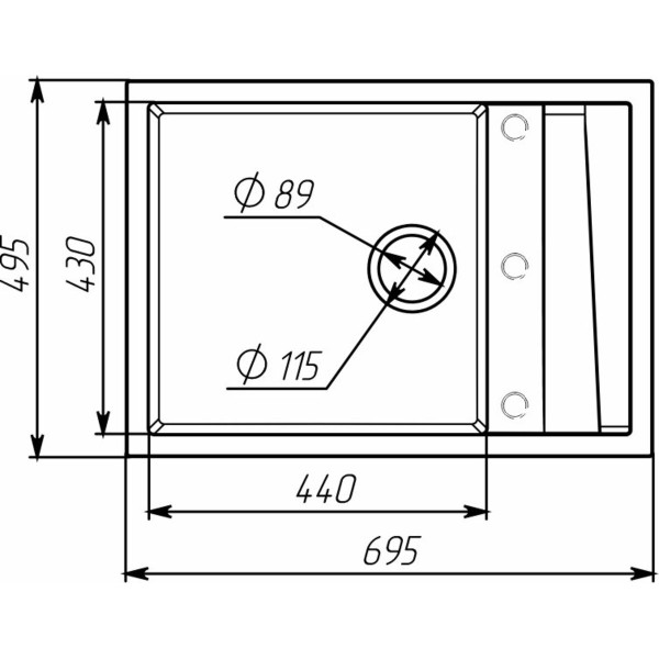 Гранітна мийка для кухні VALESO CASCADA 7050 матова Топаз