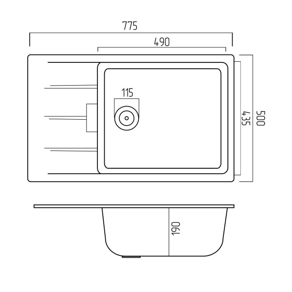 Гранітна мийка для кухні VALESO ROMA 7850 матова Чорний металік