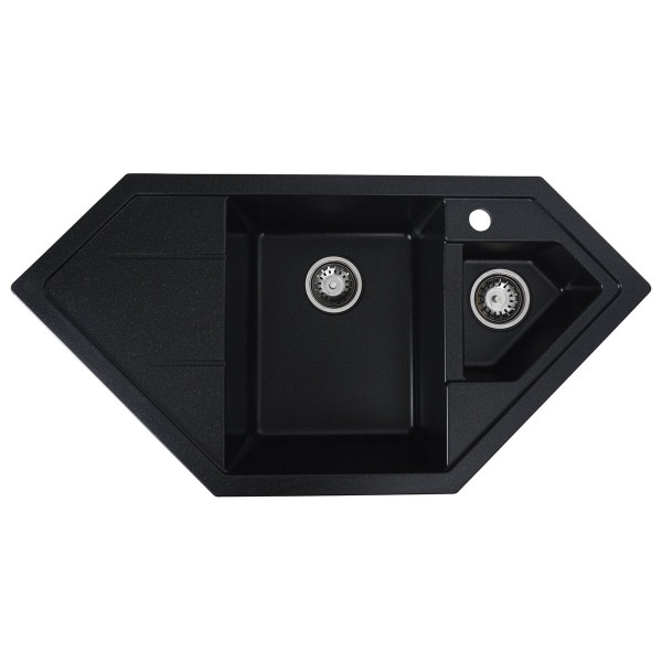 Гранітна мийка для кухні VALESO 9950 PANDORA матова Чорний металік