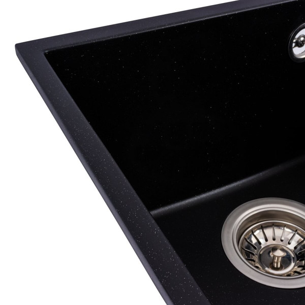 Гранітна мийка для кухні VALESO ROXY 3744 матова Чорний металік
