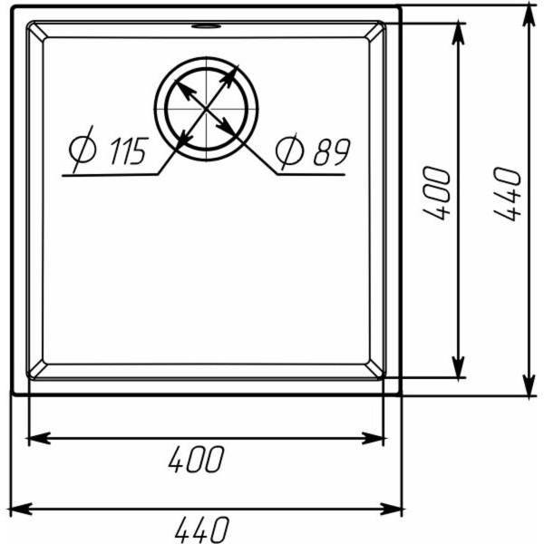 Гранітна мийка для кухні VALESO RUBA 4040 матова Темна скеля