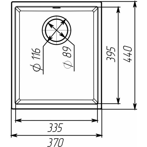 Гранітна мийка для кухні VALESO ROXY 3744 матова Чорна