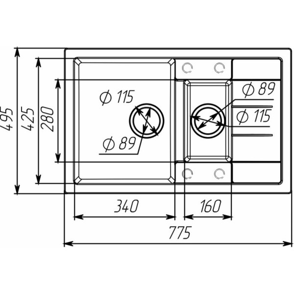 Гранітна мийка для кухні VALESO TOSKANA 7850W матова Антрацит