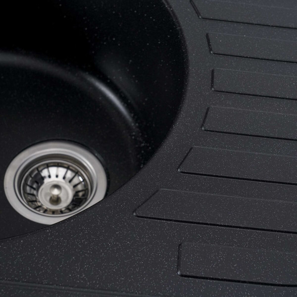 Гранітна мийка для кухні VALESO LIRA 7750 матова Чорний металік