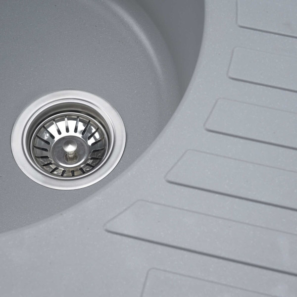 Гранітна мийка для кухні VALESO LIRA 7750 матова Сірий металік