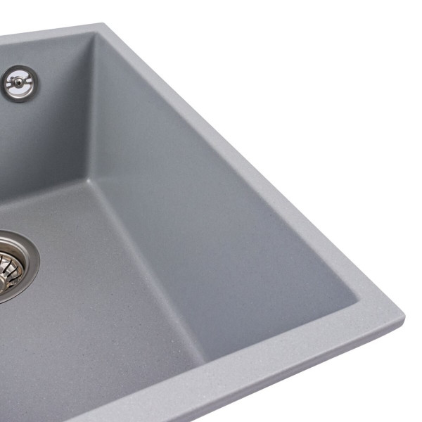 Гранітна мийка для кухні VALESO ROXY 3744 матова Сірий металік