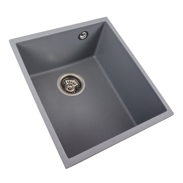 Гранітна мийка для кухні VALESO ROXY 3744 матова Сірий металік