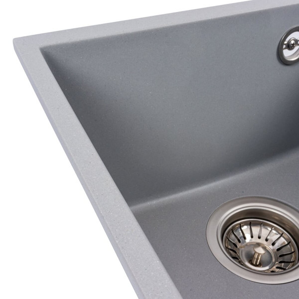 Гранітна мийка для кухні VALESO ROXY 3744 матова Сірий металік