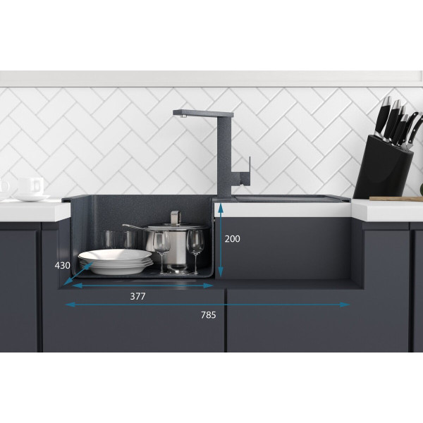 Гранітна мийка для кухні VALESO SELENA 7950 матова Антрацит