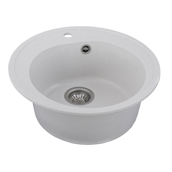 Гранітна мийка для кухні VALESO LUNA 510 матова Біла в крапку